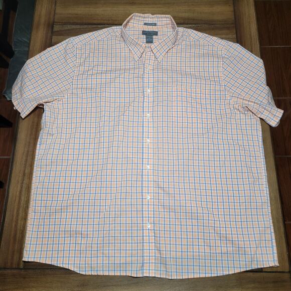 Saddlebred Big Man Wrinkle Free Orange Plaid Shirt w/ Front Pocket - Size 3X - Picture 1 of 5